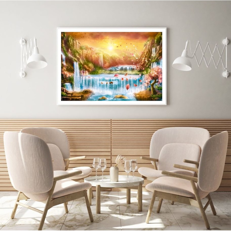 Waterfall Scenery Digital Paint Home Decor Premium Quality Poster Print Choose Your Sizes