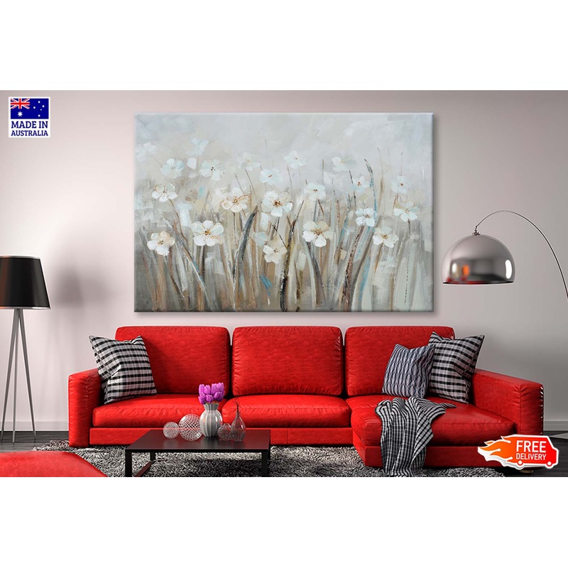 White Flower Field Oil Painting Wall Art Limited Edition High Quality Print