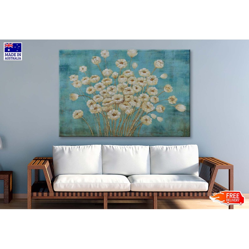White Flower Plant Abstract Design Wall Art Limited Edition High Quality Print