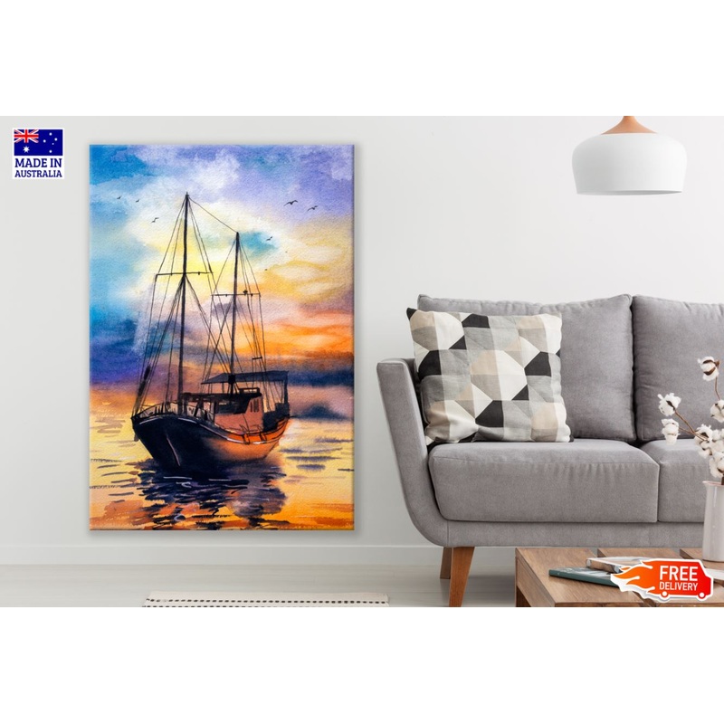 Boat on Sea Oil Painting Print 100% Australian Made