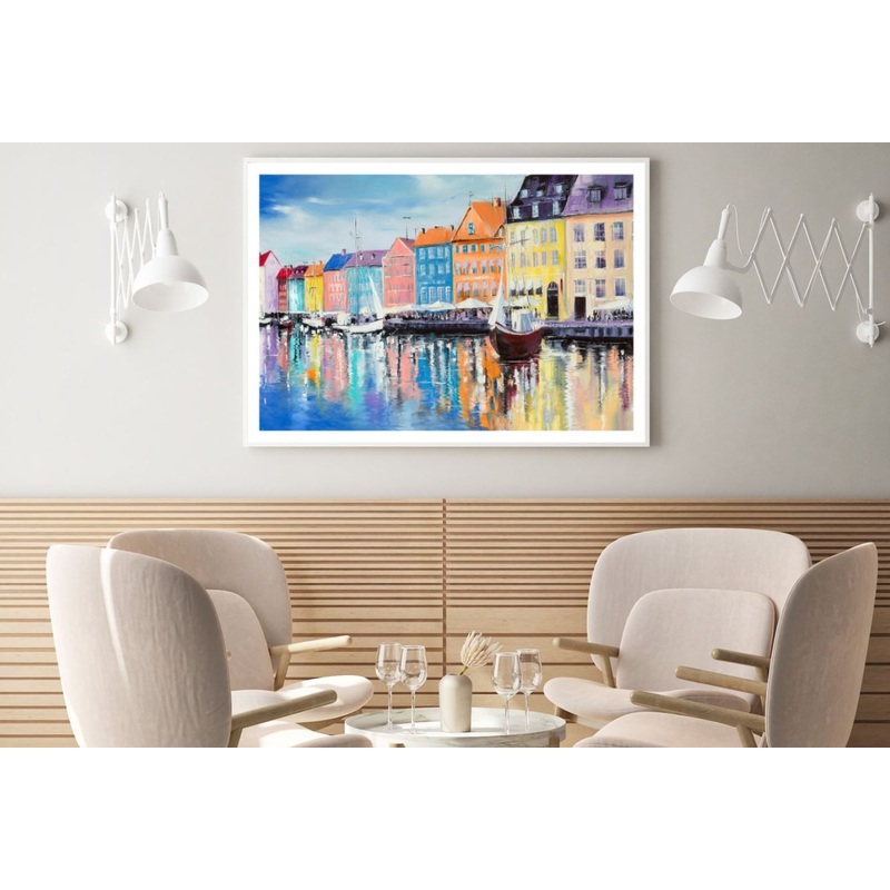 Boats on Canal & Buildings Paint Home Decor Premium Quality Poster Print Choose Your Sizes