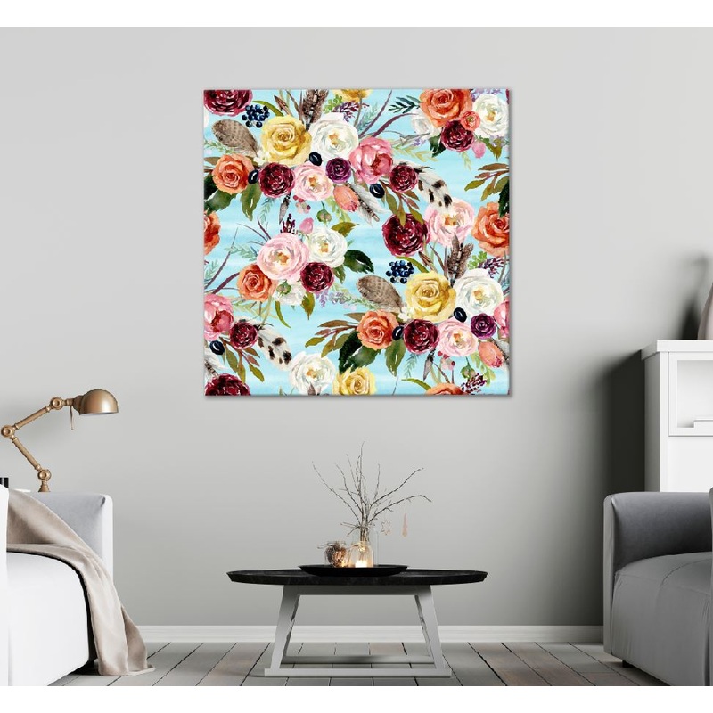 Square Canvas Colorful Flowers Oil Painting High Quality Print 100% Australian Made