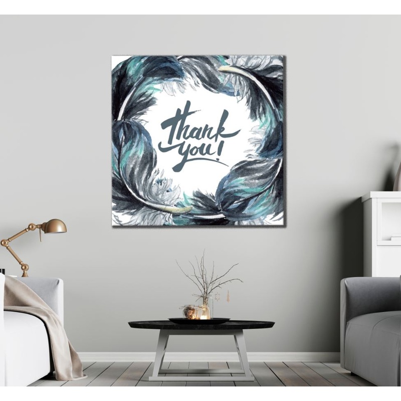 Square Canvas Thank You Feathers Painting  High Quality Print 100% Australian Made