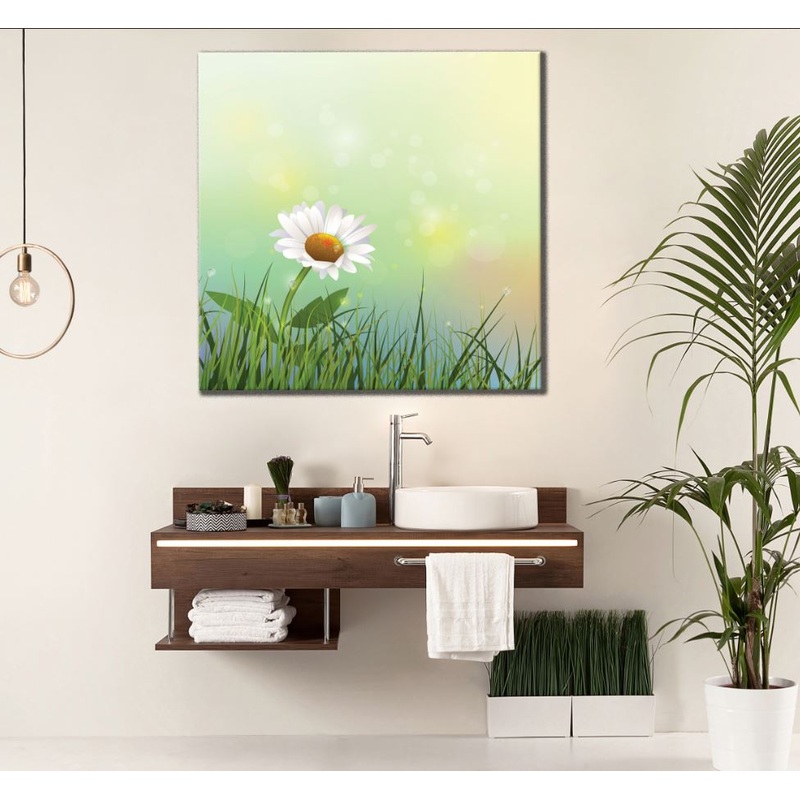 Square Canvas White Flower Vector Painting High Quality Print 100% Australian Made