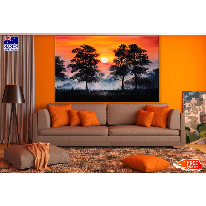 Trees & Sunset View Painting Print 100% Australian Made