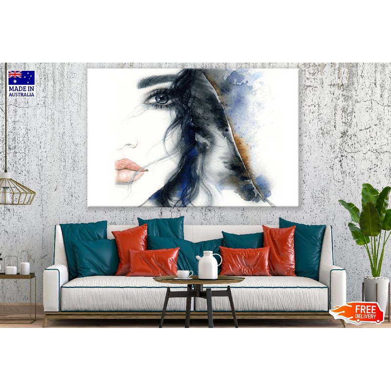 Woman Closeup Face Abstract Watercolor Painting Print 100% Australian Made