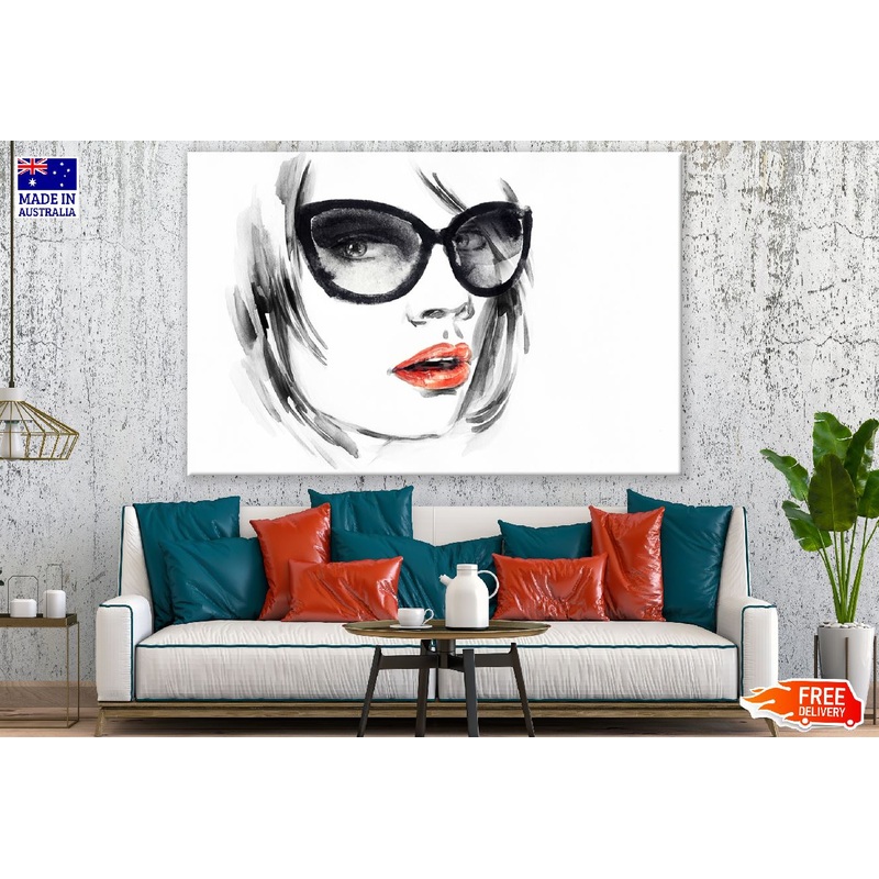 Woman Closeup Face with Sunglasses Watercolor Painting Print 100% Australian Made