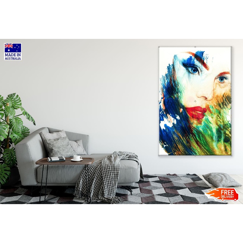 Woman Face Colorful Abstract Watercolor Painting Print 100% Australian Made
