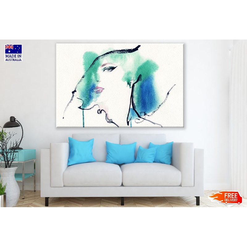 Woman Face & Colorful Hair Abstract Watercolor Painting Print 100% Australian Made