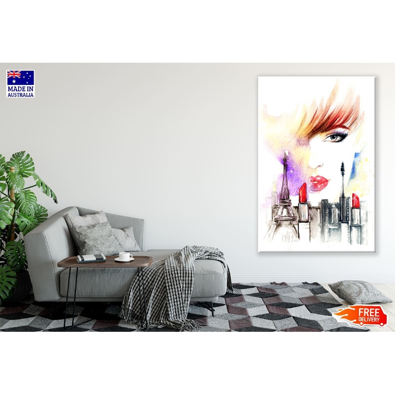 Woman Face & Makeup Watercolor Painting Print 100% Australian Made