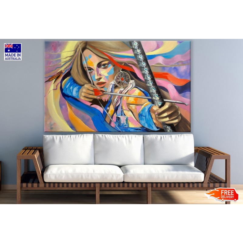 Worrior Girl Oil Painting Print 100% Australian Made
