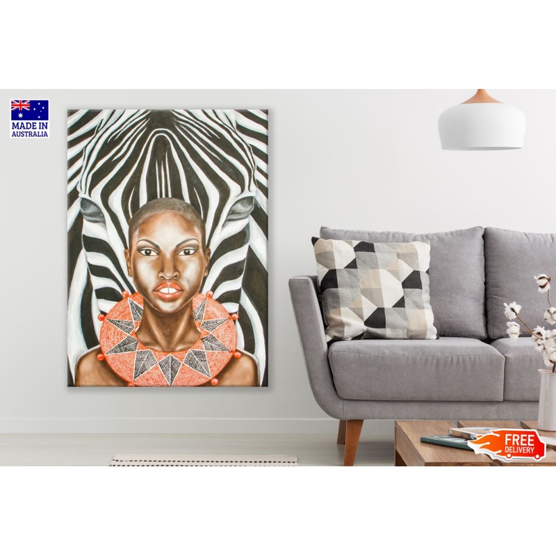 Zebra & Girl Portrait Watercolor Print 100% Australian Made