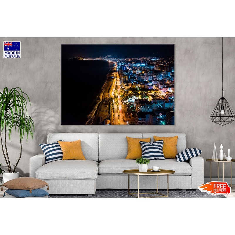 Aerial View of Turkey City Night Photograph Print 100% Australian Made