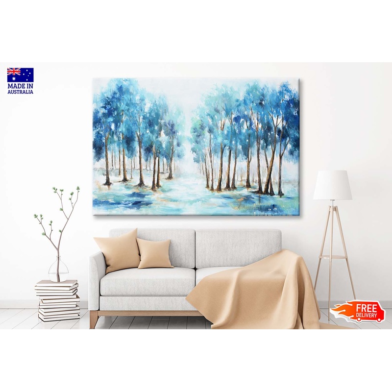 Blue Forest, Oil Paint Texture Wall Art Limited Edition High Quality Print
