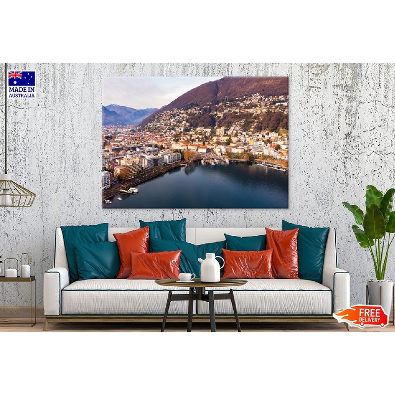 Lake Maggiore & City View Photograph Switzerland Print 100% Australian Made