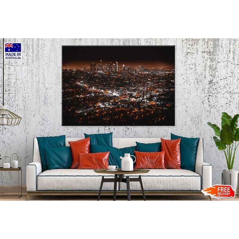 Los Angeles City Night Aerial View Photograph Print 100% Australian Made