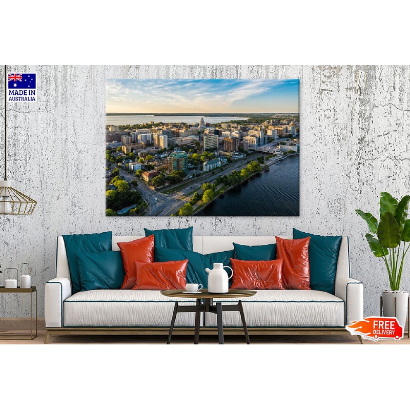 Madison City Aerial View Photograph Print 100% Australian Made