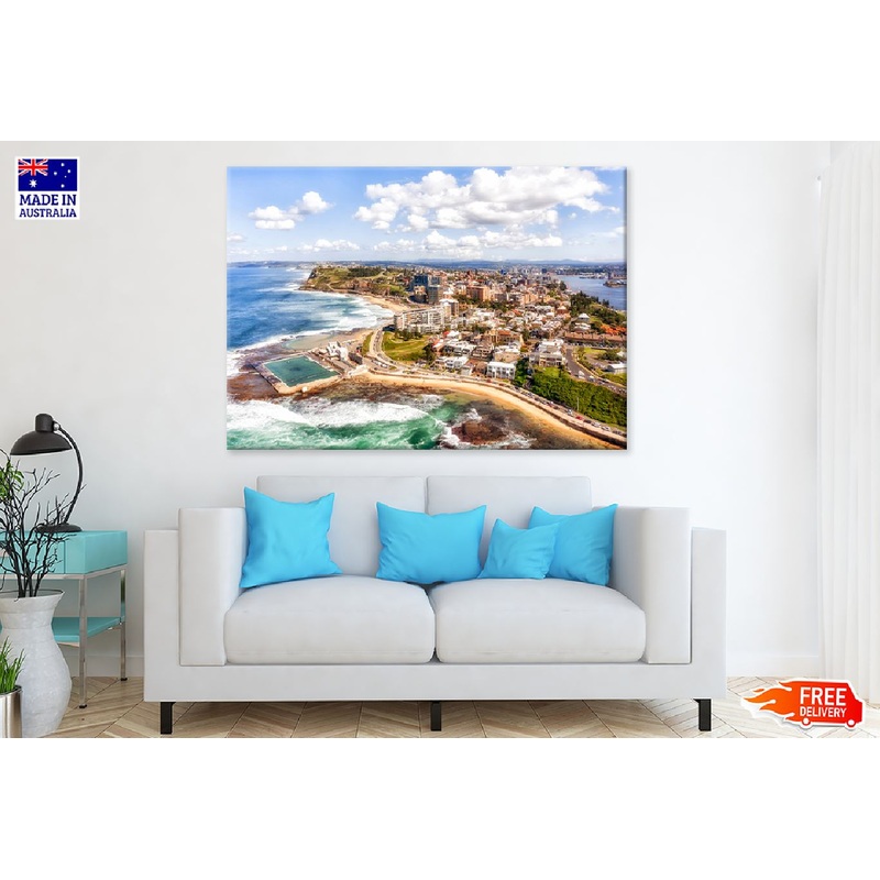 Newcastle City & Sea Aerial View Photograph Print 100% Australian Made