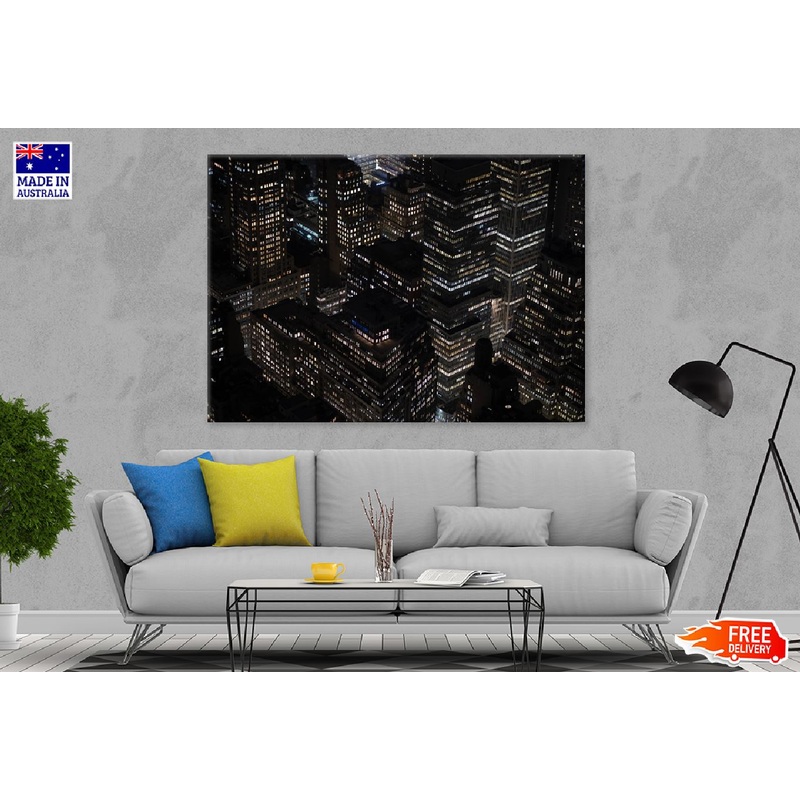 Night Buildings Skyscrapers View Photograph Print 100% Australian Made