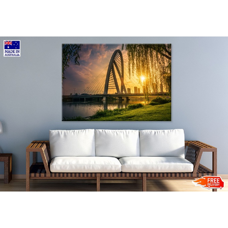 Old Iron Bridge at Sunset View Photograph Print 100% Australian Made