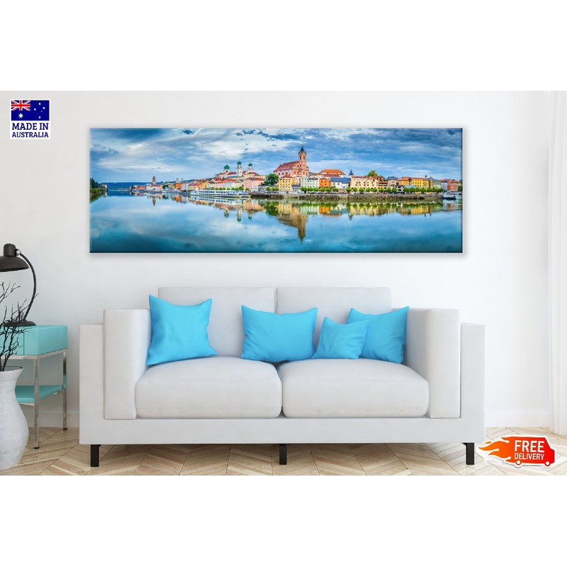 Panoramic Canvas Passau City & River View Photograph High Quality 100% Australian Made Wall Canvas Print Ready to Hang