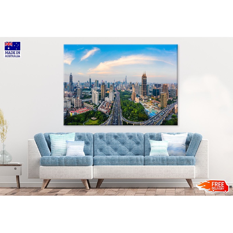 Shanghai Skyline View Photograph in China Print 100% Australian Made
