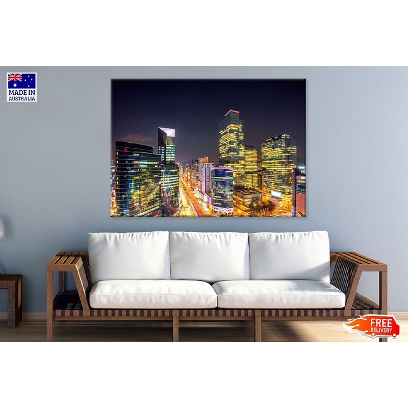 South Korea Night Traffic View Photograph Print 100% Australian Made