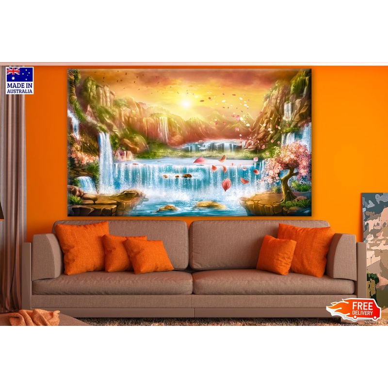 Stunning Waterfall Painting Print 100% Australian Made