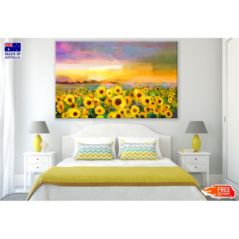 Sunflowers Field Oil Painting Print 100% Australian Made