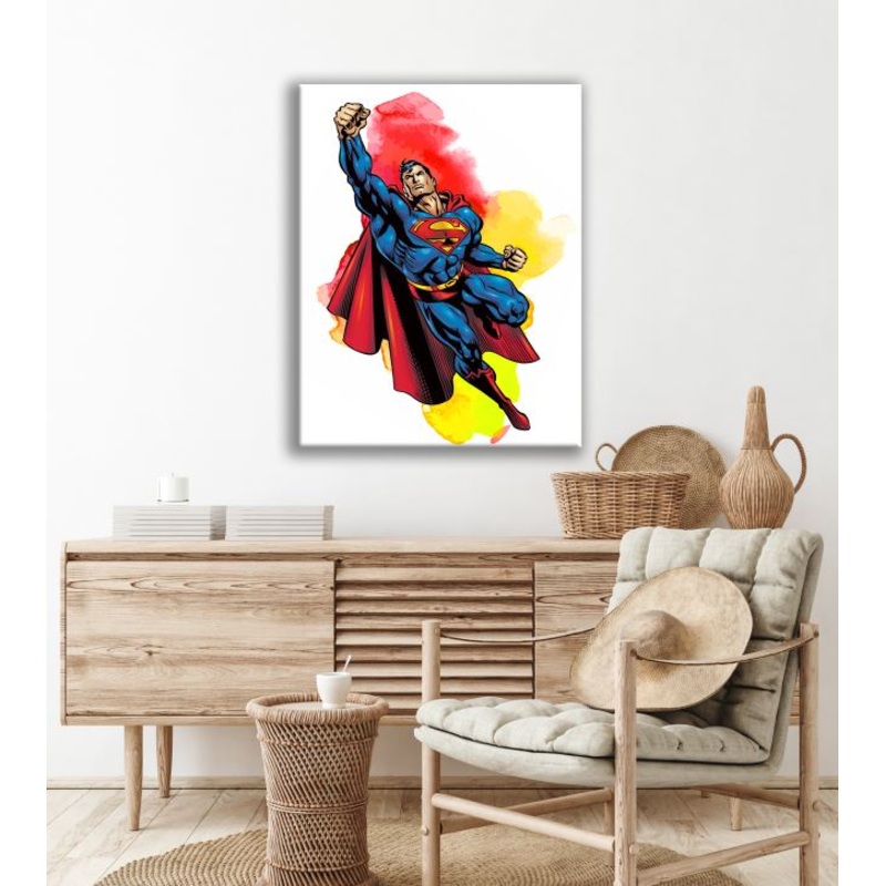 Superman Superhero's Watercolour Arts Print Premium Canvas Ready to Hang High Quality choose sizes