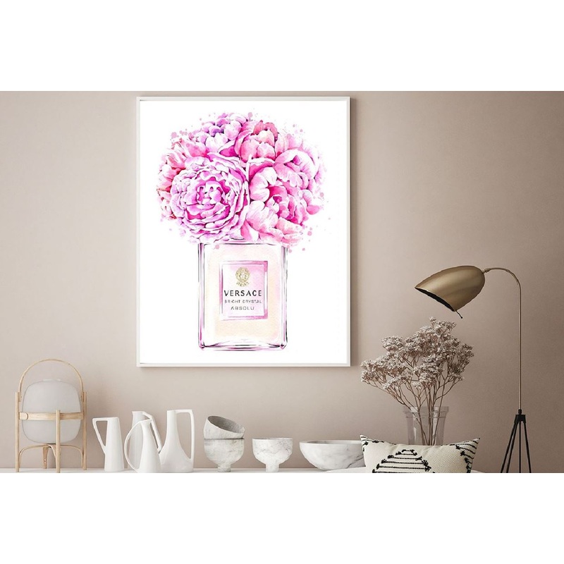 Versace Pink Perfume Bottle Watercolor Painting Home Decor Premium Quality Poster Print Choose Your Sizes