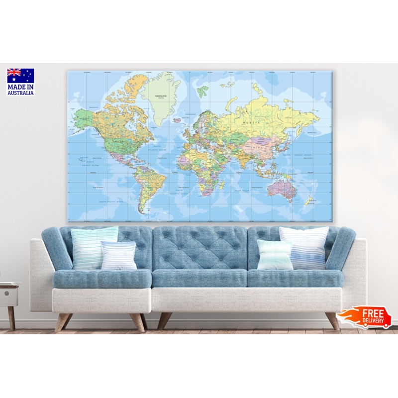 World Map Vector Print 100% Australian Made