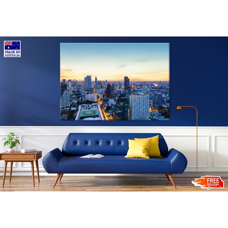 Bangkok Downtown Sunrise Aerial Photograph Print 100% Australian Made