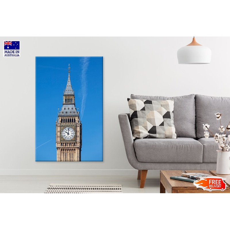 Big Ben Tower with Blue Sky View Photograph Print 100% Australian Made