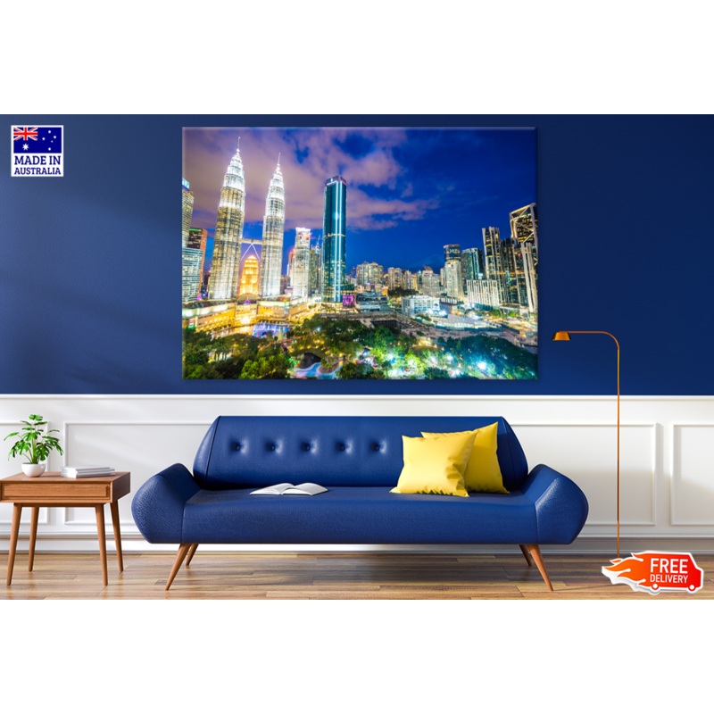 Malaysia City Nighttime View Photograph Print 100% Australian Made