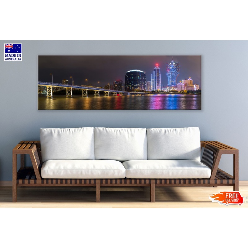 Panoramic Canvas Macau Cityscape View Photograph High Quality 100% Australian Made Wall Canvas Print Ready to Hang