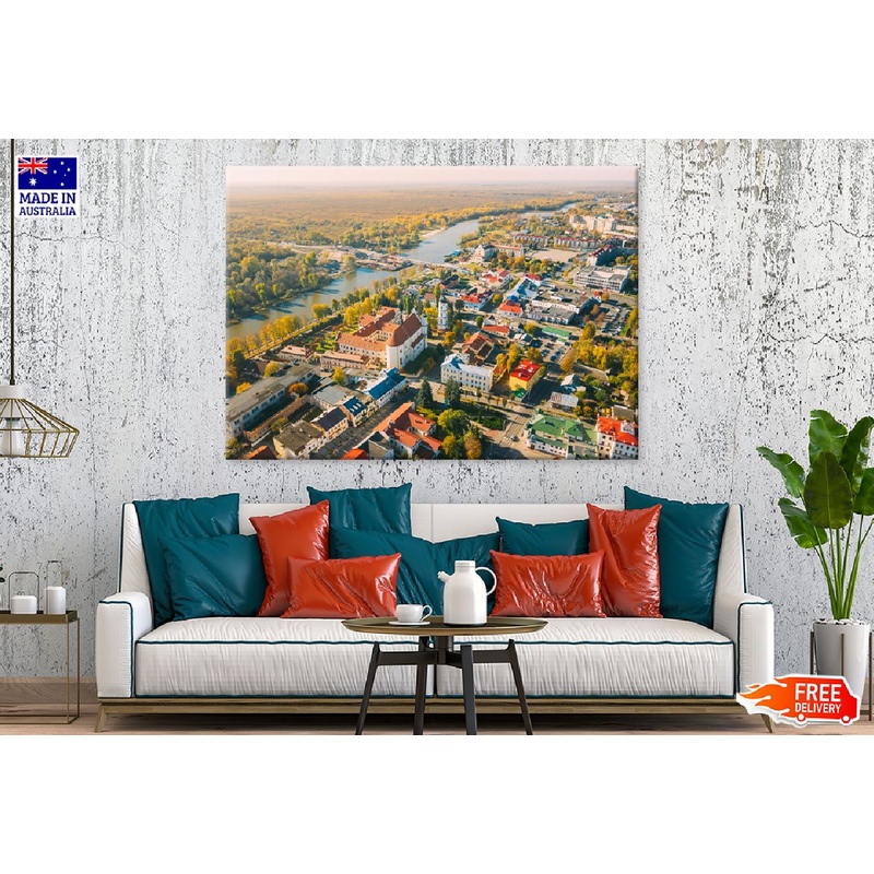 Pinsk Cityscape Skyline Aerial Photograph Print 100% Australian Made