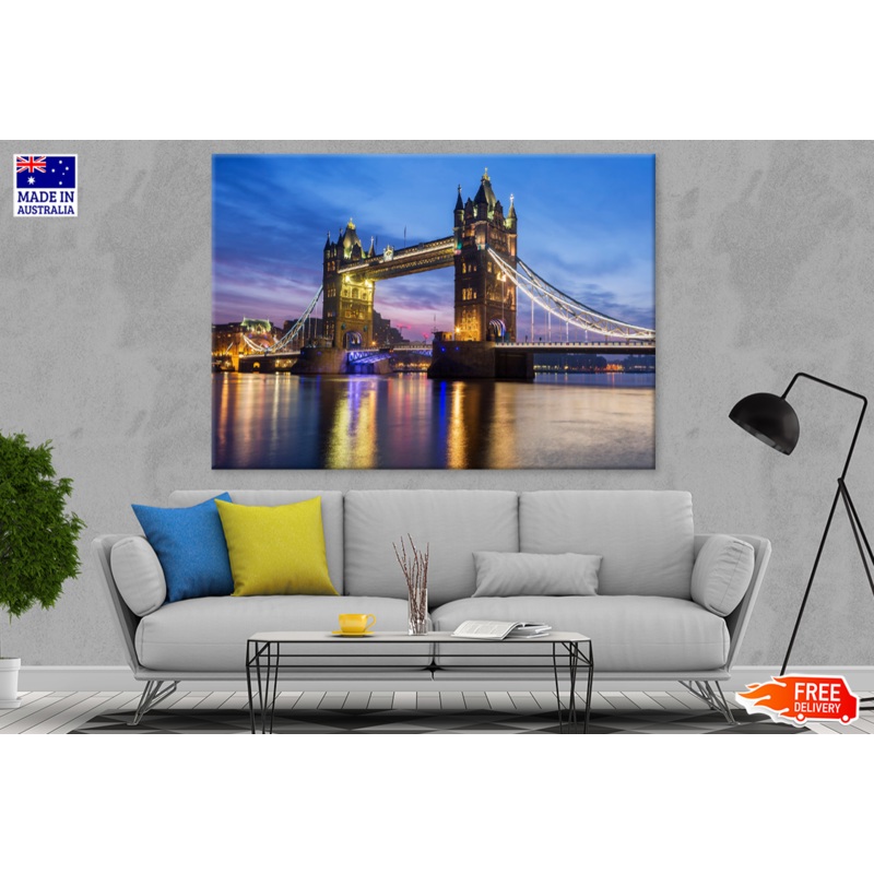 River & Bridge In London City View Print 100% Australian Made