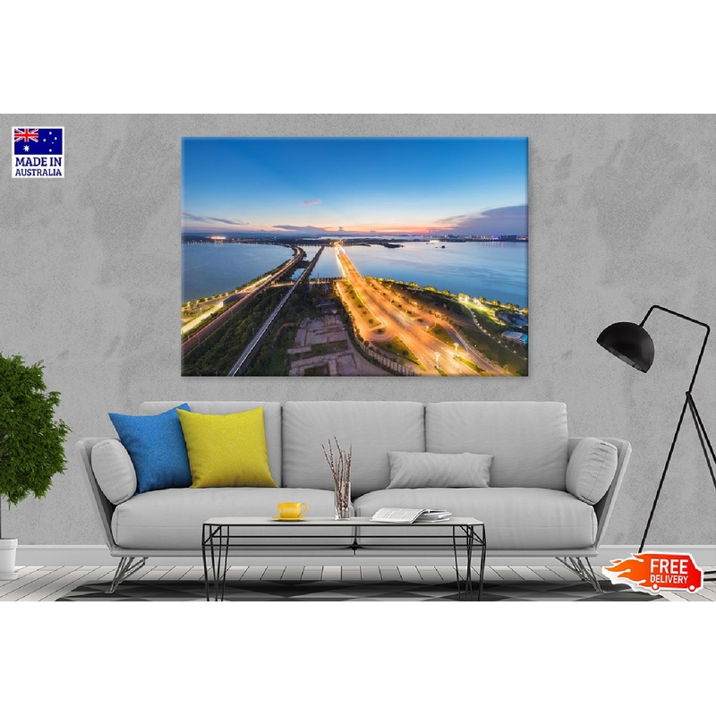 Road Bridge Railway Jiujiang City Photograph Print 100% Australian Made