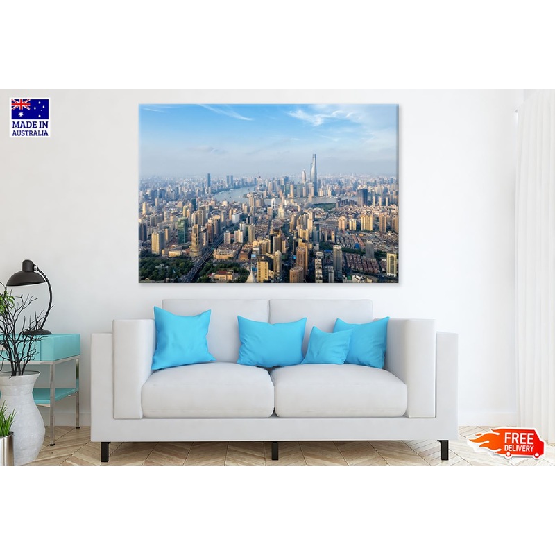 Shanghai Cityscape Dusk Aerial View Photograph Print 100% Australian Made