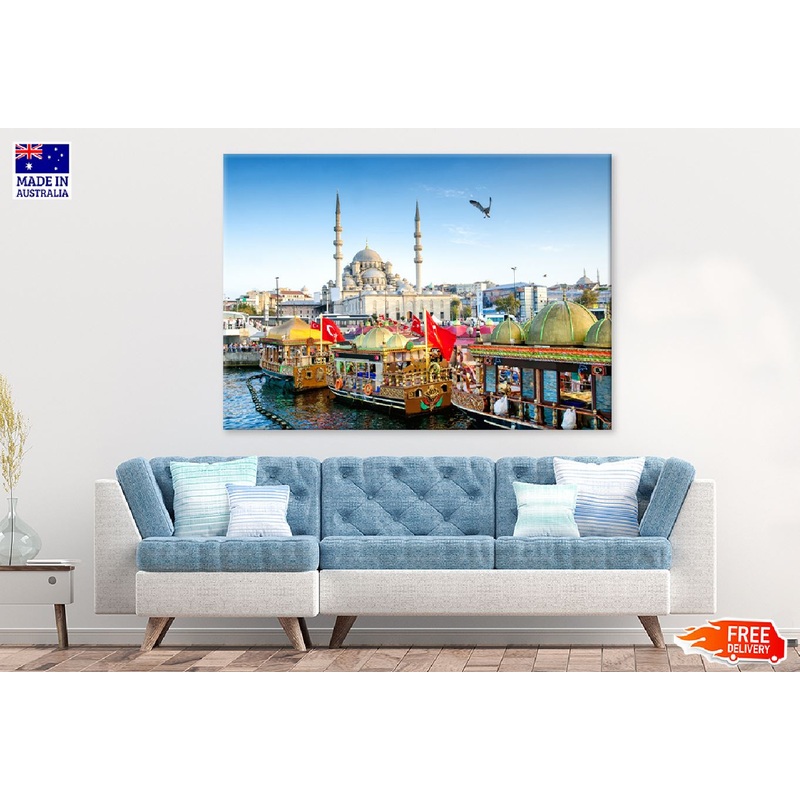 Suleymaniye Mosque Fishing Boats Photograph Print 100% Australian Made