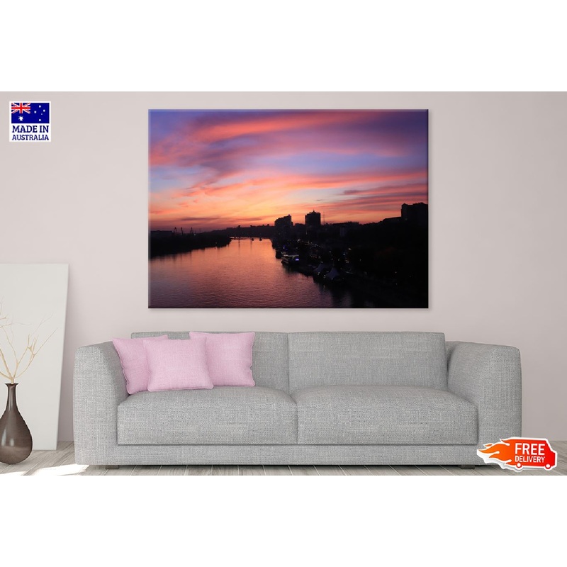 Sunset River City Rays Scenery Photograph Print 100% Australian Made