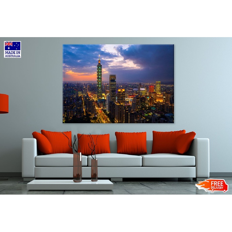 Taiwan City Skyline Sunset View Photograph Print 100% Australian Made