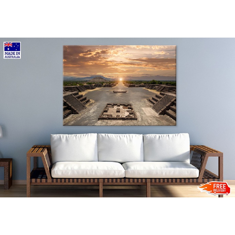 Teotihuacan Pyramids Sunset View Photograph Print 100% Australian Made