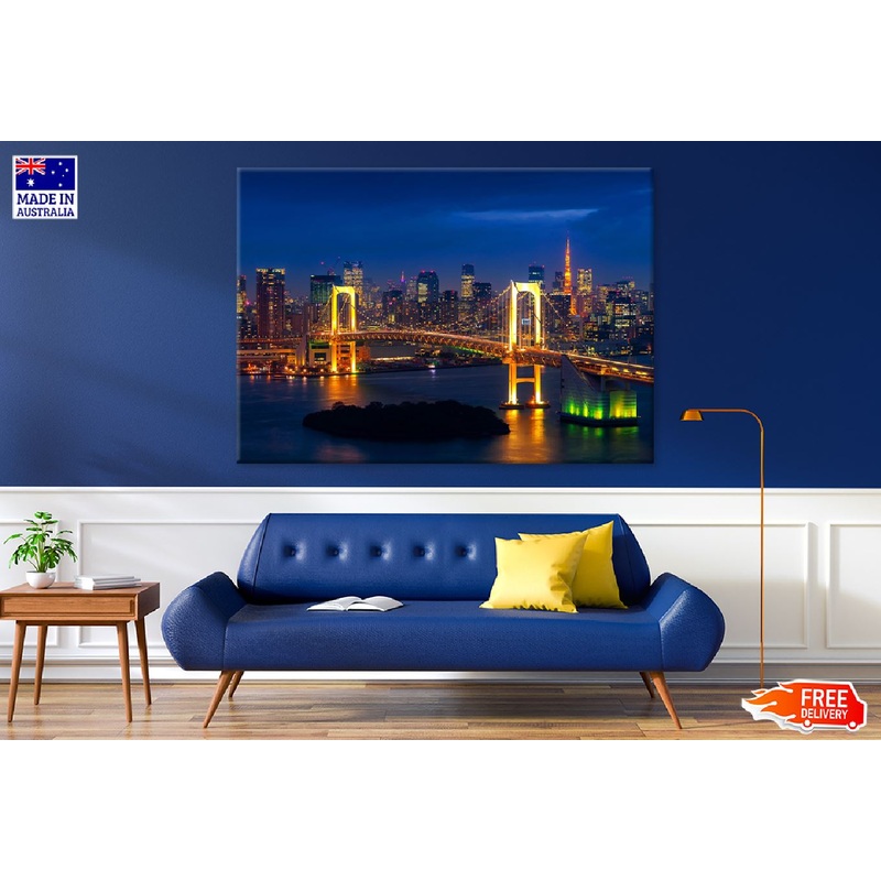 Tokyo Skyline with Rainbow Bridge View Photograph Print 100% Australian Made
