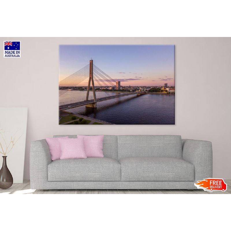 Vansu Bridge Daugava River Sunset View Photograph Print 100% Australian Made