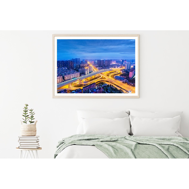 Wuhan City Skyline Night View Photograph Home Decor Premium Quality Poster Print Choose Your Sizes