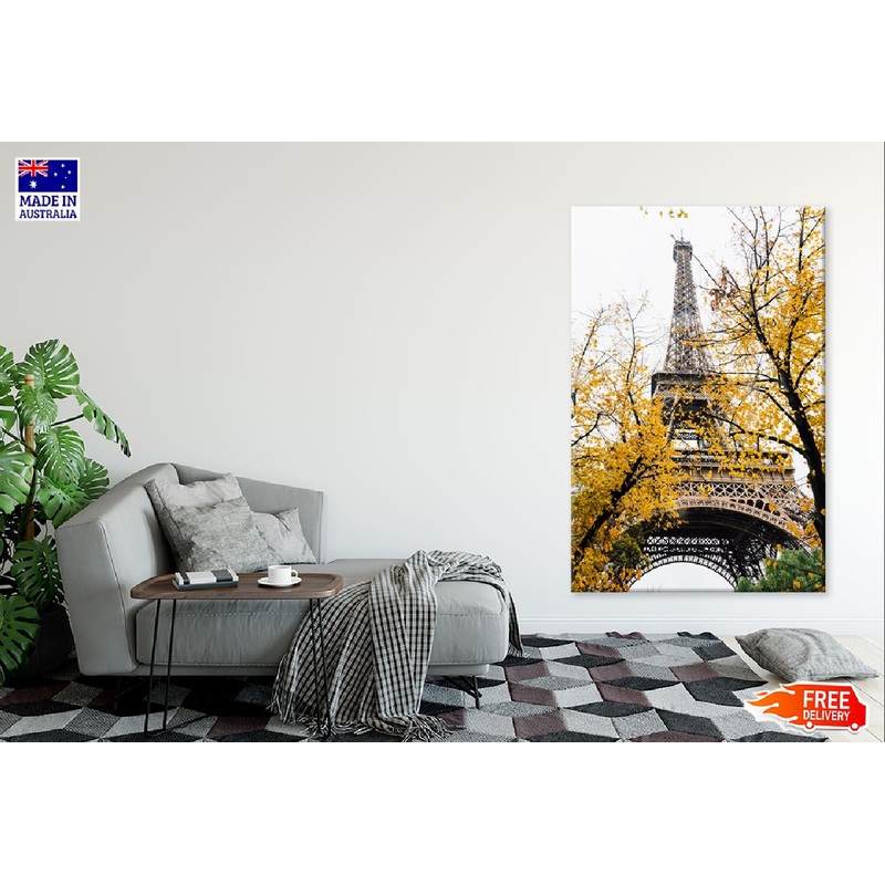 Yellow Trees Near Eiffel Tower Photograph Print 100% Australian Made