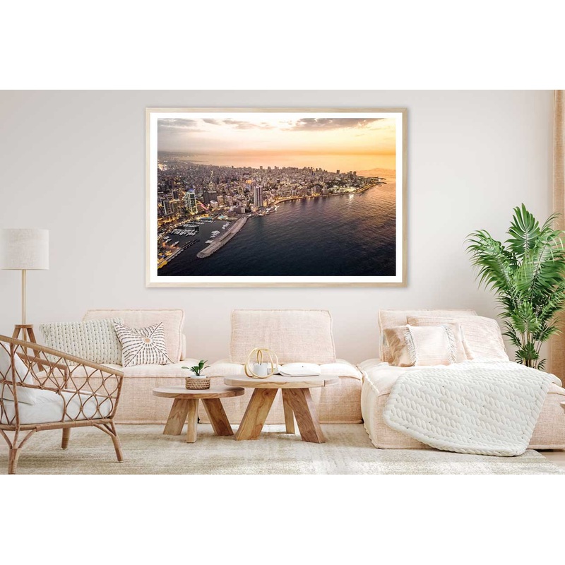 Beirut City with Sea Aerial View Photograph Home Decor Premium Quality Poster Print Choose Your Sizes