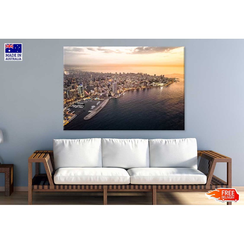 Beirut City with Sea Aerial View Photograph Print 100% Australian Made